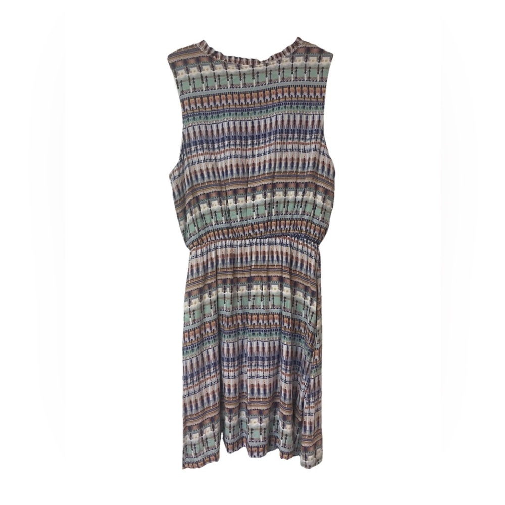 Lazy Sundays Size L Sleeveless Boho Dress Watercolor Print Purple Green Travel - Picture 6 of 7